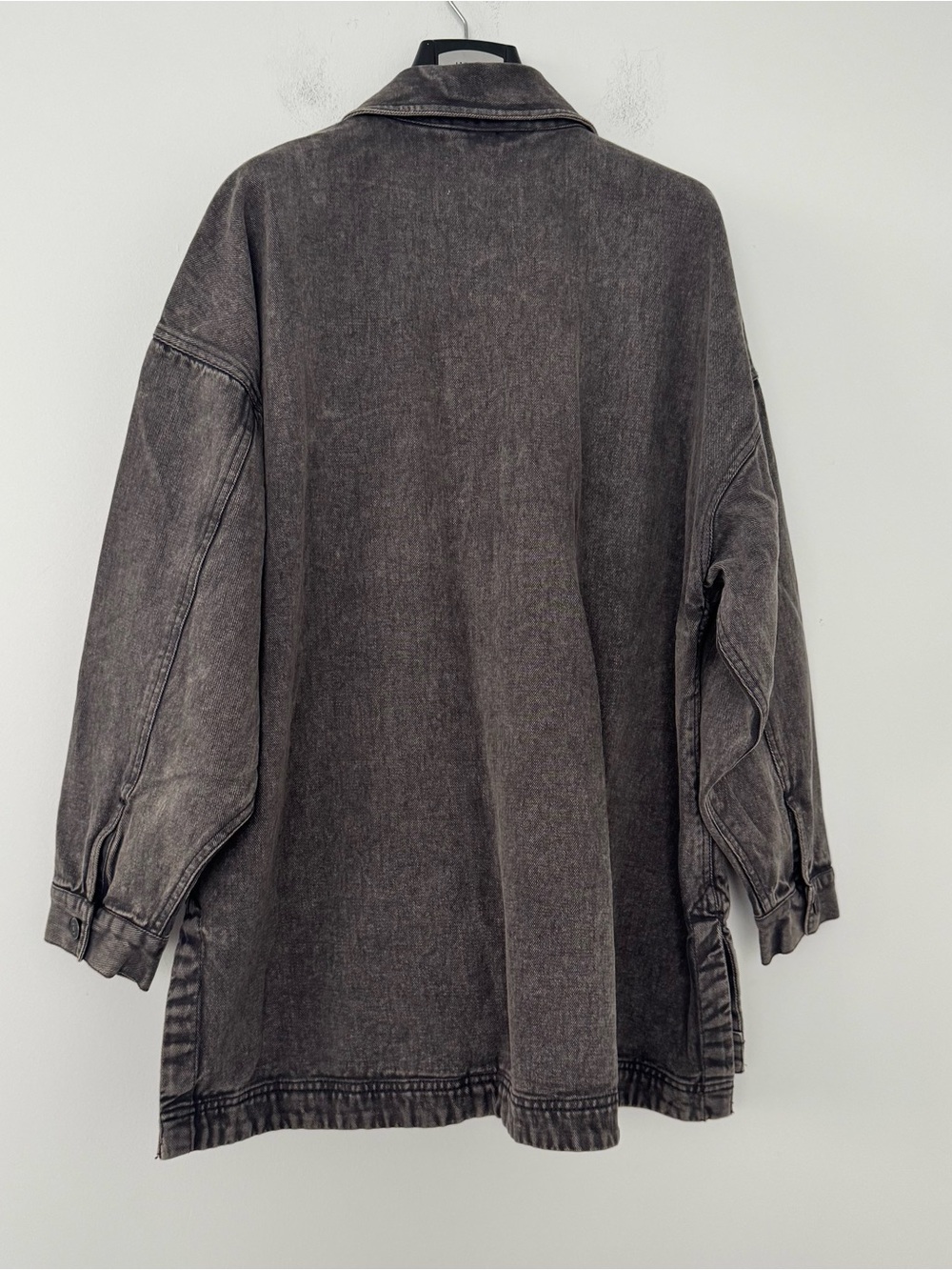 Free People We The Free Madison City Denim Jacket M Oversize Washed Black Grunge - Picture 7 of 13